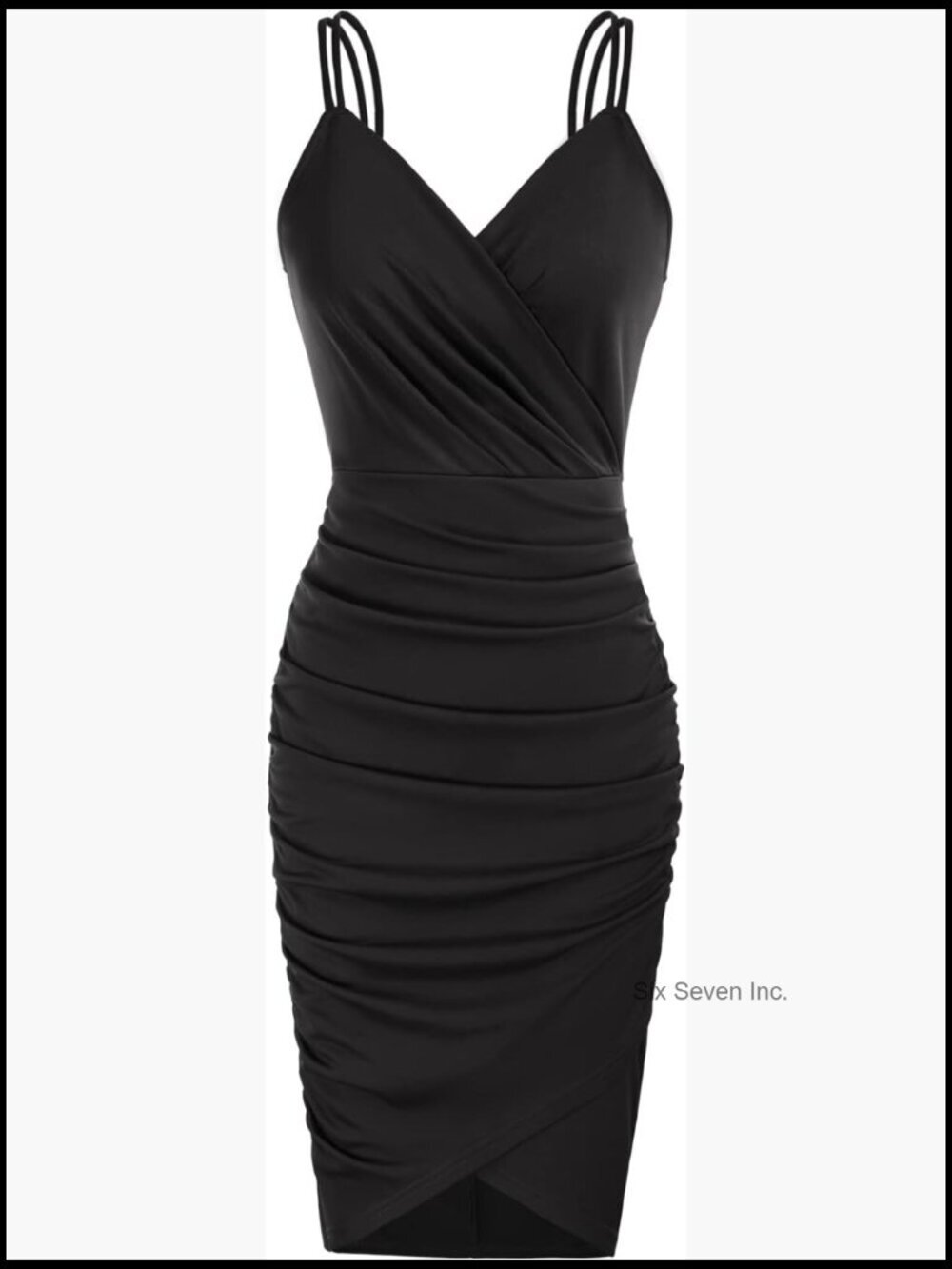 Spaghetti Strap Ruched Bodycon Dress for Wedding Guest